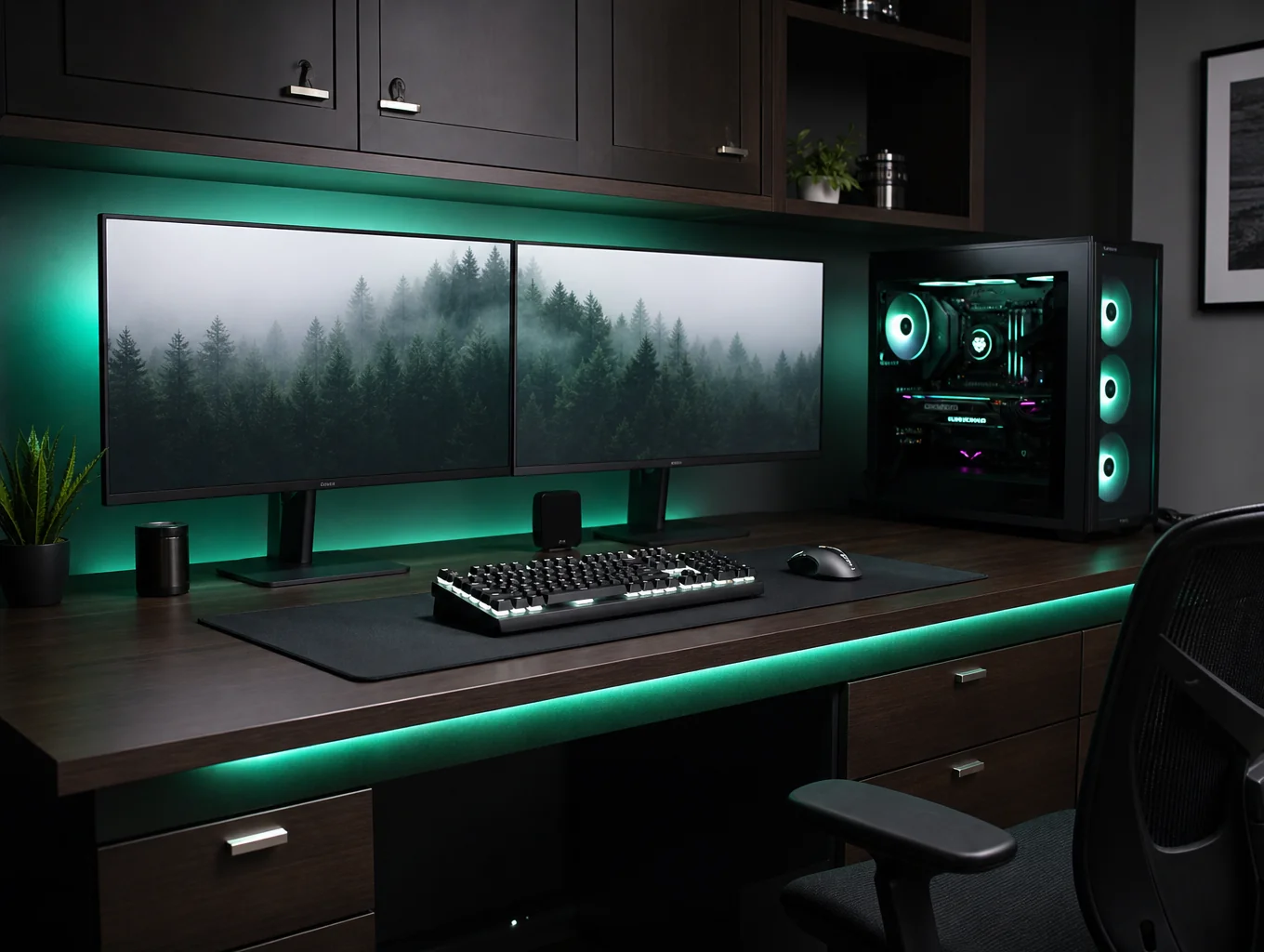 Individuell gefertigte Hochleistungs-Workstation mit Custom-Wasserkühlung und dezenter blauer Beleuchtung